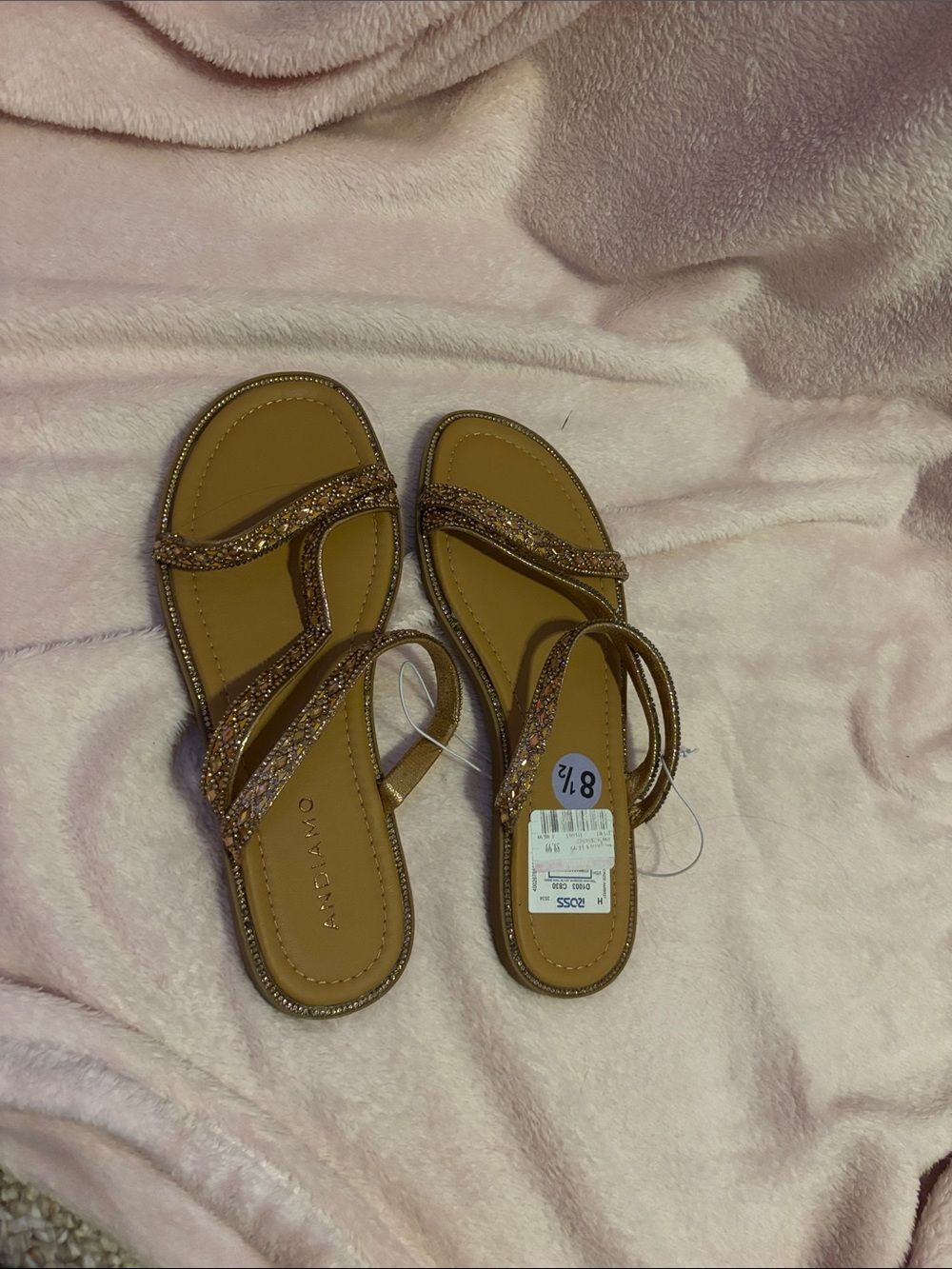 Glitter Strappy Women's Sandals in Tan